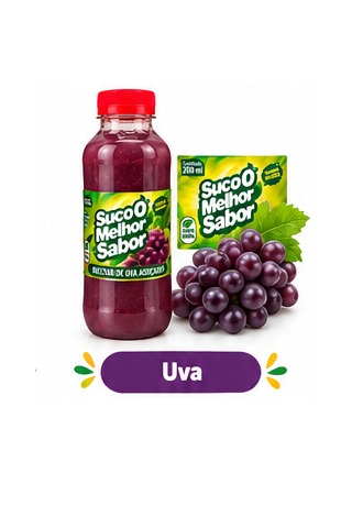 Garrafa e rótulo original de Uva Suco O Melhor Sabor