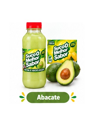 Garrafa e rótulo original de Abacate Suco O Melhor Sabor