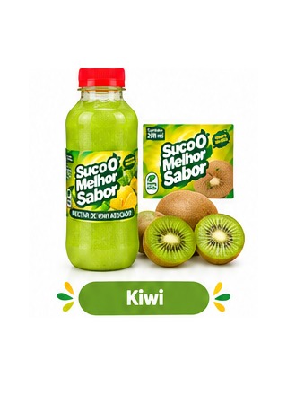 Garrafa e rótulo original de Kiwi Suco O Melhor Sabor