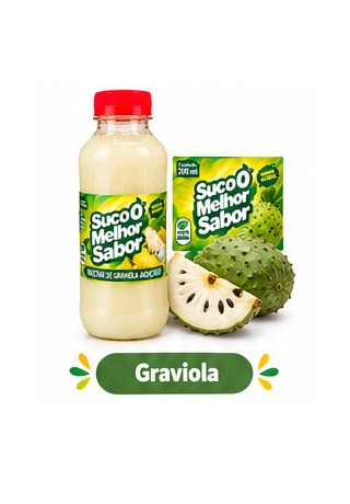 Garrafa e rótulo original de Graviola Suco O Melhor Sabor