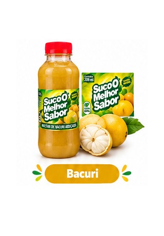 Garrafa e rótulo original de Bacuri Suco O Melhor Sabor