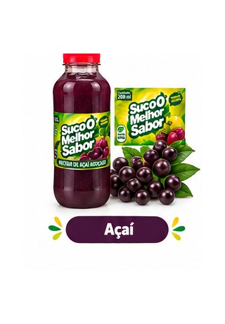 Garrafa e rótulo original de Açaí Suco O Melhor Sabor
